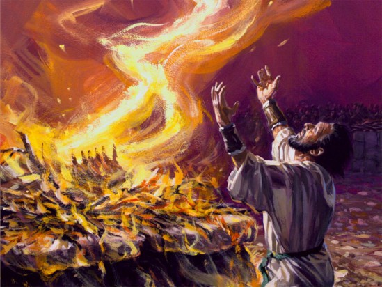 Andens eld förtär det välbehagliga offret på altaret