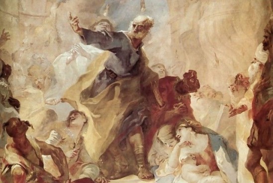 Petrus predikar frimodigt efter att Anden kommit över honom med kraft